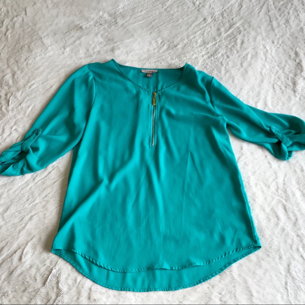 Teal Tunic Zip Blouse